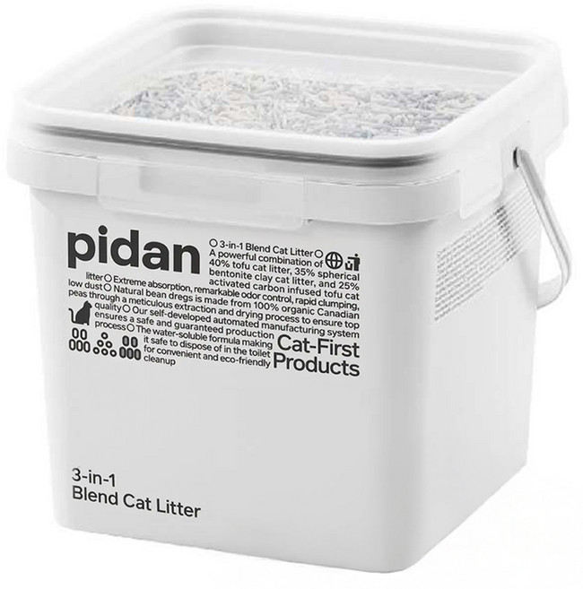 pidan 3in1 三合一混合 寵物貓砂 (豆腐砂 + 活性碳 + 礦砂), 5.2kg, 1桶, 無香