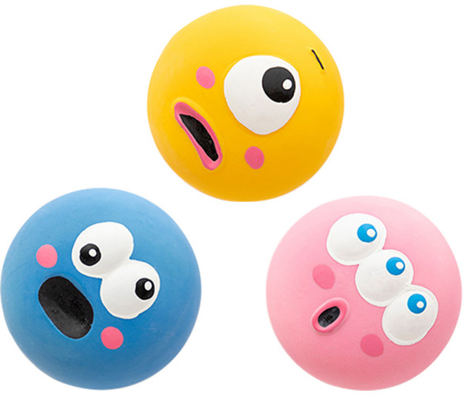 로위드 강아지 라텍스 몬스터볼 장난감, 랜덤 발송, 3개