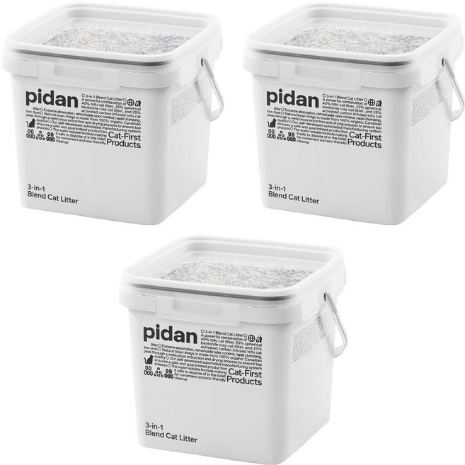 pidan 3in1 三合一混合 寵物貓砂 (豆腐砂 + 活性碳 + 礦砂), 5.2kg, 3桶, 無香