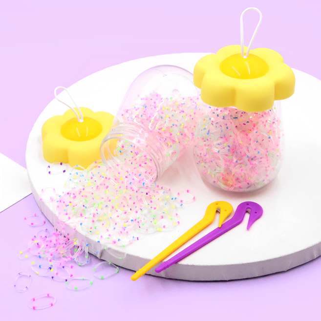 비단길 시즈꽃병 대용량 고무줄 머리끈 400p x 2개 + 이지컷 고무줄칼 2p 세트