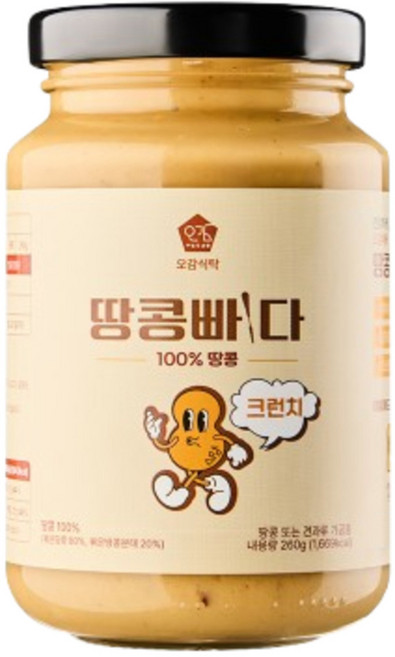 오감식탁 땅콩빠다 크런치 잼, 1개, 260g