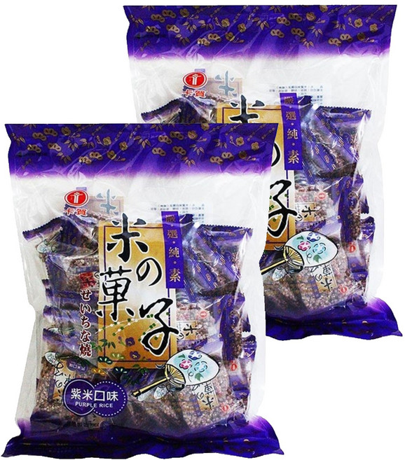 卡賀 米之菓子 紫米 添加芝麻 精美小包分裝 享用、外出攜帶皆方便, 200g, 2袋