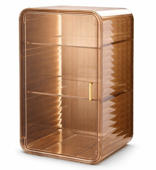 防塵多功能精美收納櫃 A0186-3 特大號 3層, 黑茶棕, 1個