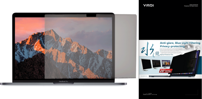YADI 亞第 水之鏡防窺片 靜電吸附 Apple Macbook Pro/M2/A2780專用, 透黑色, 1片