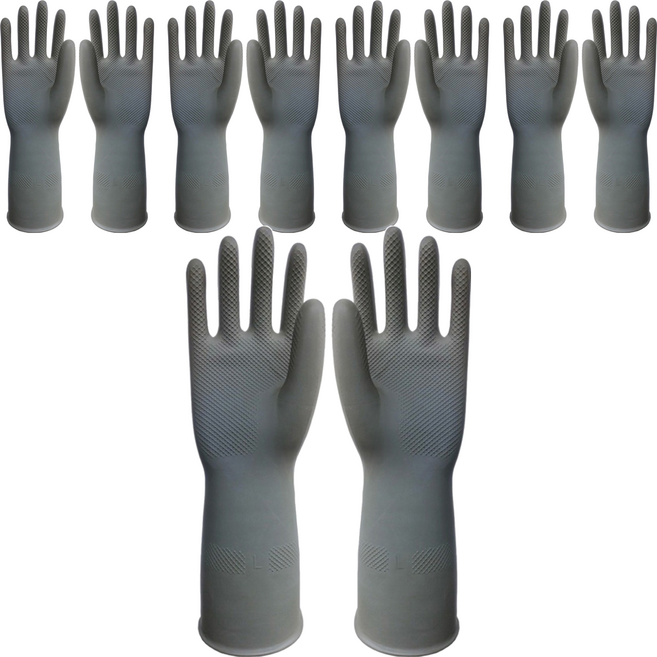 comet 廚房橡膠手套, 灰色, 大(L), 5雙
