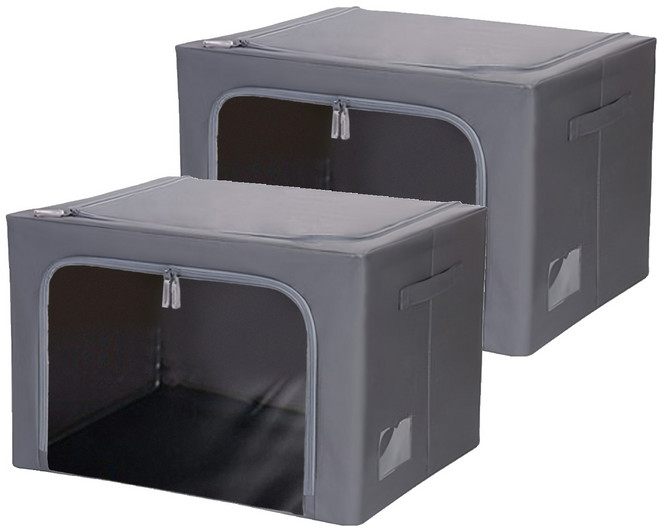 comet 牛津布衣物收納箱, 灰色, 2個