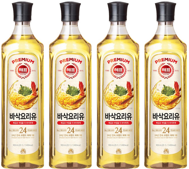 해표 바삭 요리유, 4개, 900ml