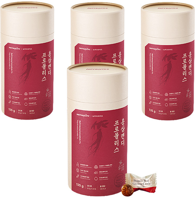 뉴트라라이프 프로폴리스 홍삼캔디, 135g, 4개