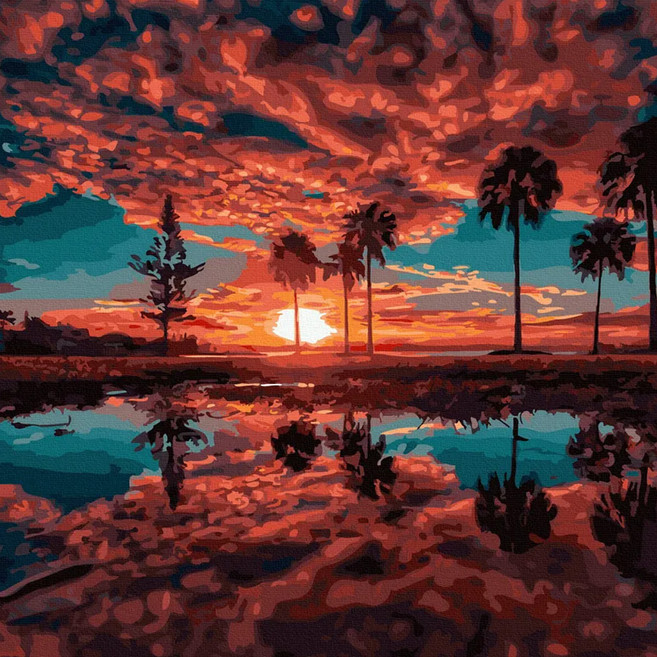 ArtLife 藝術生活 夕陽無限好 40 x 50cm, 紅色+ 綠色 + 黑色, 1個