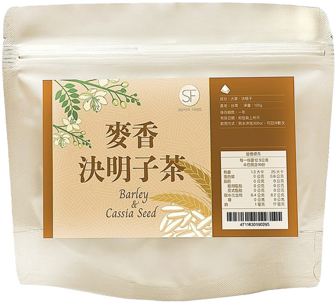 SUPER FOOD 麥香決明子茶, 1個, 12.5g, 10個裝
