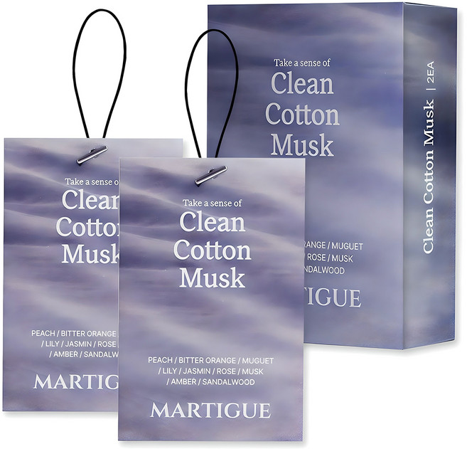 마르티그 퍼퓸 샤쉐 차량용 방향제 2p, 1세트, 클린 코튼 머스크