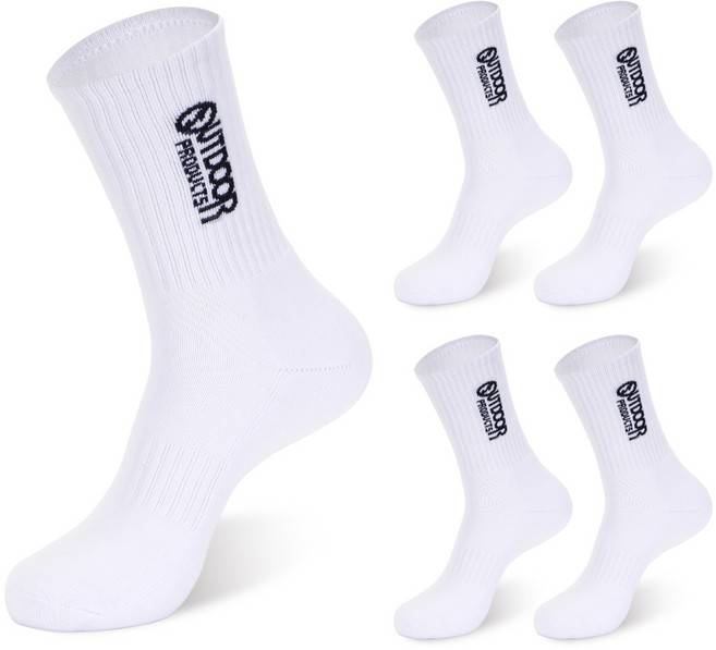 OUTDOOR PRODUCTS 素色雙層氣墊中筒襪 5雙組