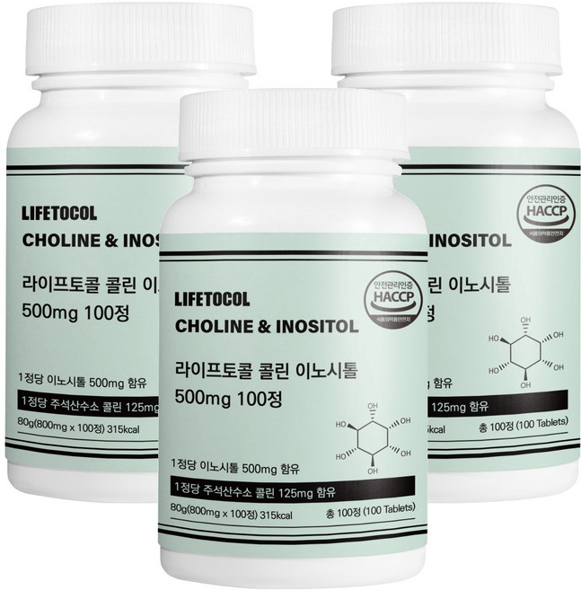 LIFETOCOL 膽鹼肌醇 500mg, 100錠, 3個