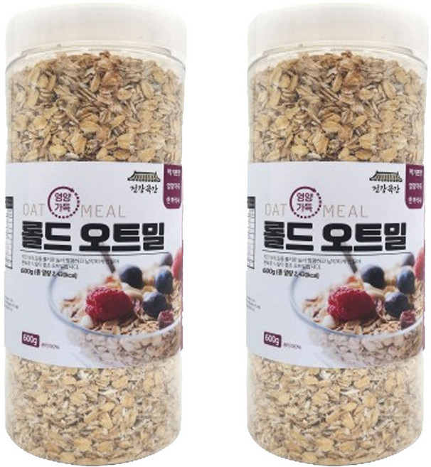 건강곡간 영양가득 롤드오트밀 통, 600g, 2개