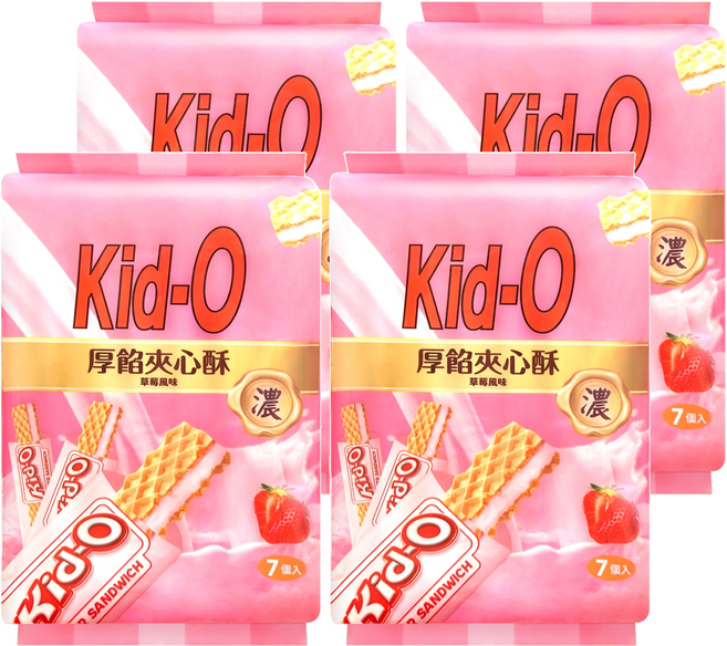 Kid-O 厚餡夾心酥 草莓風味, 91g, 4袋