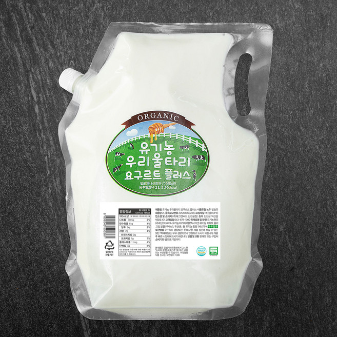 유기농우리울타리 유기가공식품 인증 요구르트 플러스, 2L, 1개입, 1개
