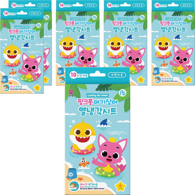 ABPLUS 아텍스 핑크퐁 아기상어 열냉각 해열시트, 6개입, 6개
