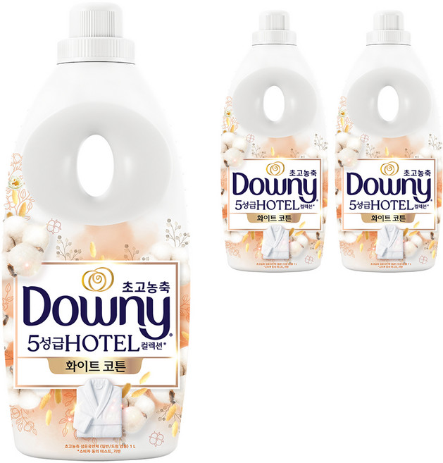 다우니 초고농축 호텔 컬렉션 섬유유연제 화이트 코튼 본품, 1L, 3개