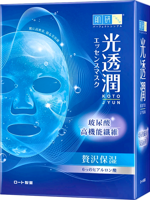 Hadalabo 肌研 光透潤玻尿酸纖維保濕面膜 每片含28ml精華液 適合所有膚質, 6片, 1盒