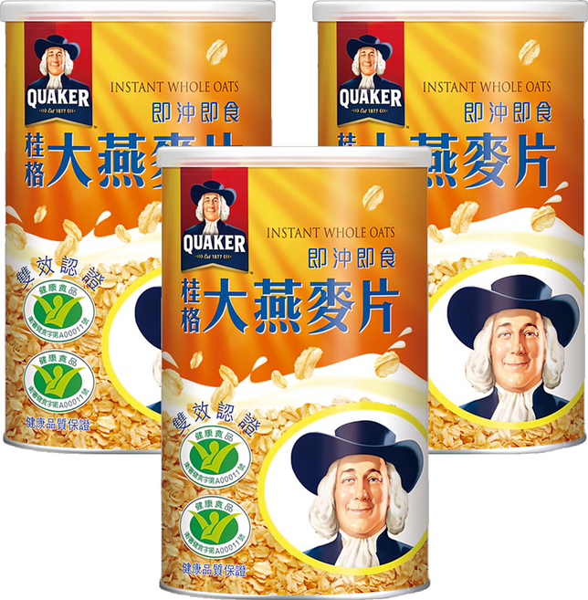 QUAKER 桂格 大燕麥片, 700g, 3罐