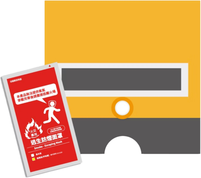中保防災科技 火災專用逃生防煙面罩（進階版）耐熱 450°C, 1個, 黑色 + 黃色