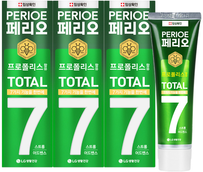 페리오 토탈7 스트롱 치약, 120g, 3개