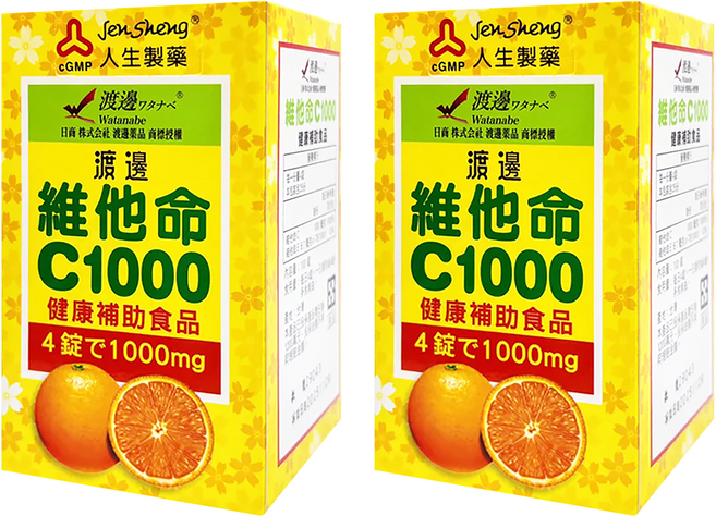 Jen Sheng 人生製藥 渡邊維他命 C1000, 100顆, 2盒