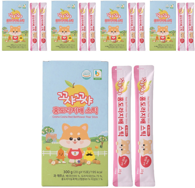 꼬샤꼬샤 홍도라지배 스틱 15p, 300g, 5개