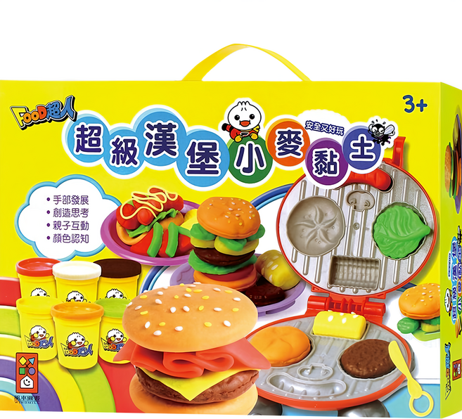 風車圖書 FOOD超人 超級漢堡小麥黏土 3歲以上, 超級漢堡小麥黏土 多色, 990g, 1盒