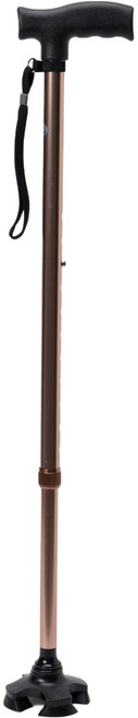 헬스퍼스트 초경량 4발 효도지팡이, 브라운, 1개