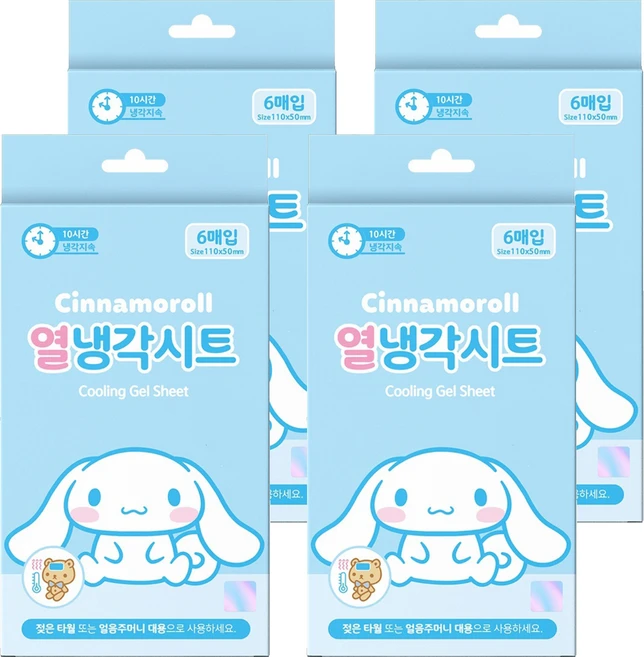 아텍스 시나모롤 열냉각 해열시트, 6개입, 4개 - 쿠팡
