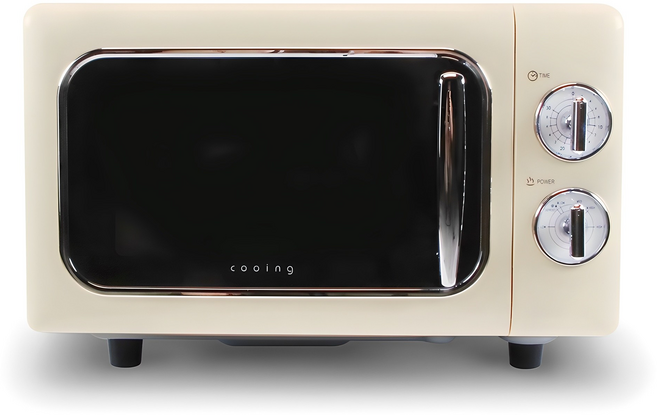 쿠잉전자 레트로 전자레인지 다이얼식 20L 퓨어크림, MC-RCR20A