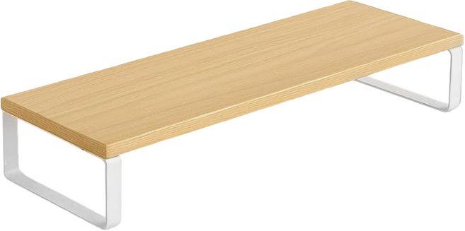 德利生活 螢幕增高架 40 x 20 x 8cm, 原木色 + 白色