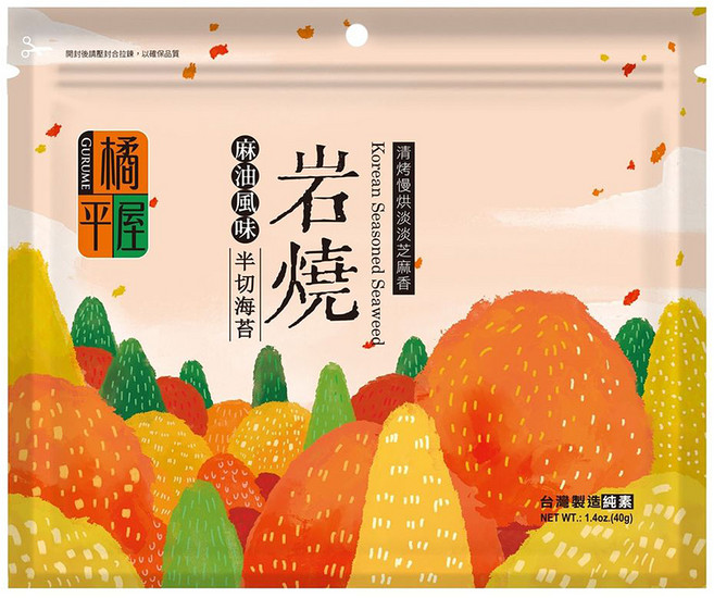 橘平屋 岩燒半切海苔 麻油風味, 40g, 1包