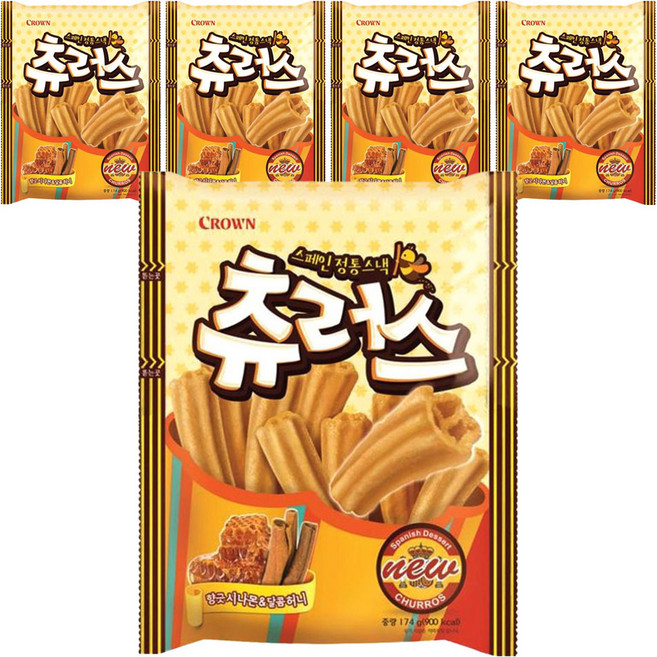 크라운 스페인 정통스낵 츄러스, 174g, 5개