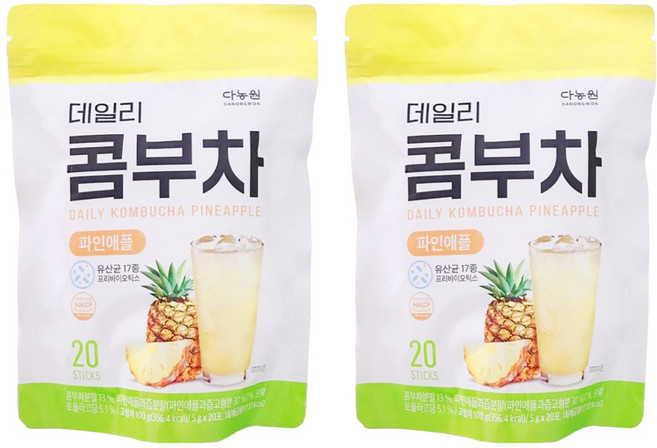 Danongwon 乳酸菌康普茶 鳳梨, 5g, 20個, 2包
