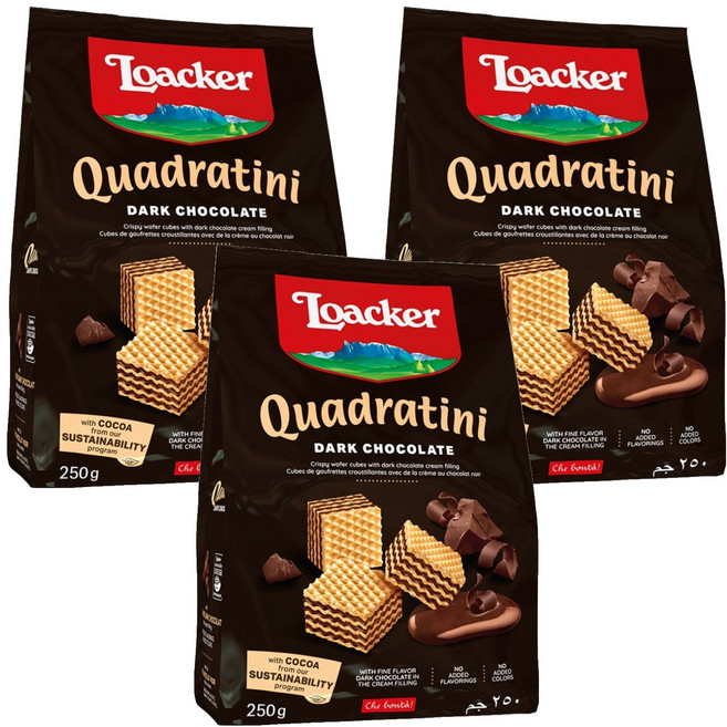 로아커 웨하스 콰드라티니 다크초콜릿, 250g, 3개