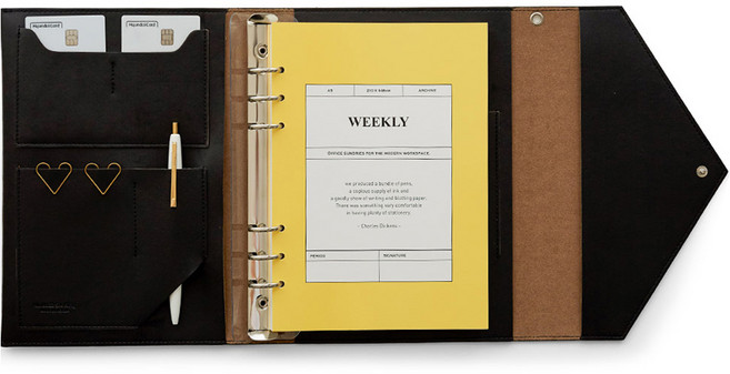 퍼니메이드 클러치 6공 다이어리 노트커버 A5 세트, 블랙, 1세트