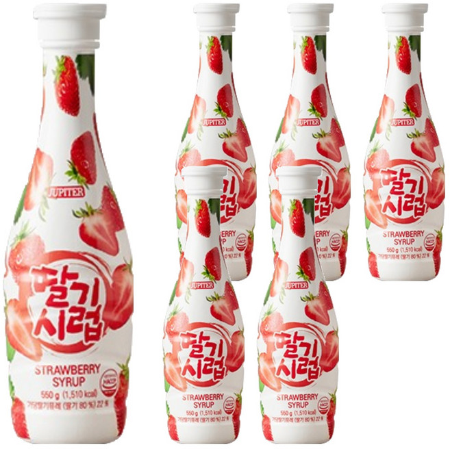 쥬피터 딸기시럽, 550g, 6개