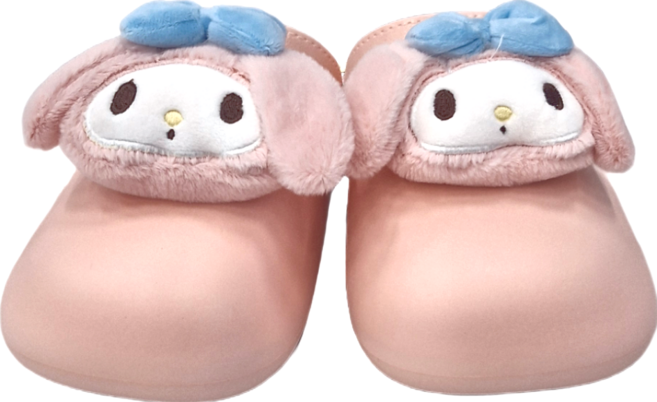 Sanrio 三麗鷗 美樂蒂 卡通造型柔軟舒適毛絨EVA防滑保暖包頭防水拖鞋
