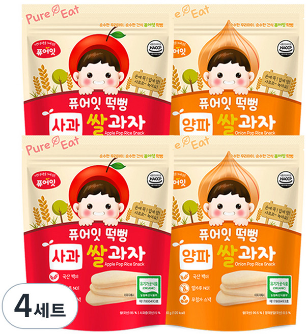 퓨어잇 사과떡뻥 2p + 양파떡뻥 2p, 사과, 양파, 4세트