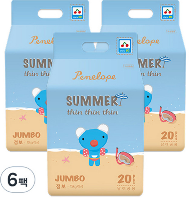 페넬로페 씬씬씬 썸머 팬티형 기저귀 남여공용, 7단계, 120매