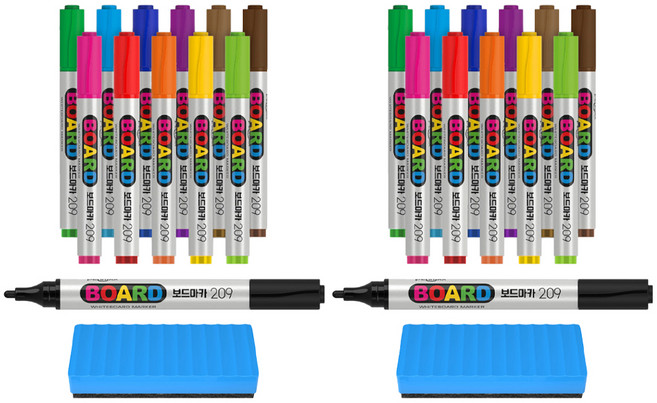 펜맥스 보드마카 209 12색 + 지우개, 분홍,빨강,주황,노랑,연두,녹색,파랑,군청,보라,갈색,밤색,검정, 2개