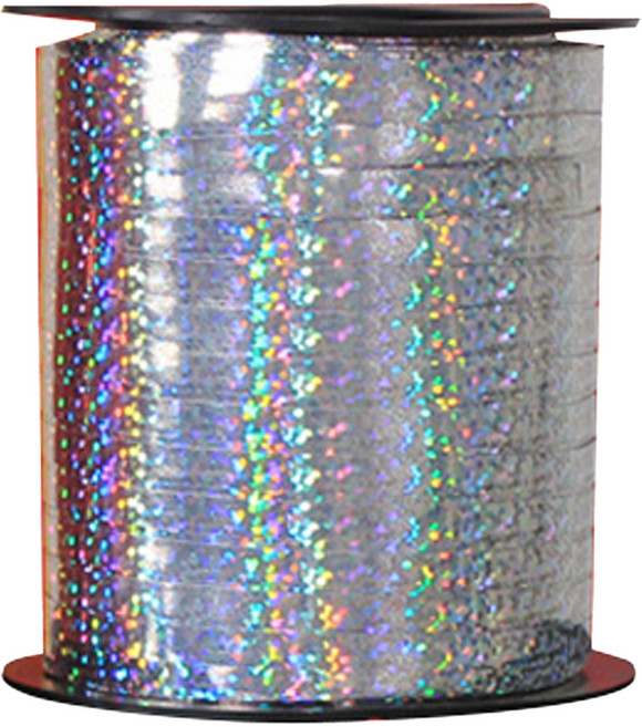 派對裝飾珠光捲曲緞帶, 1個, 銀色