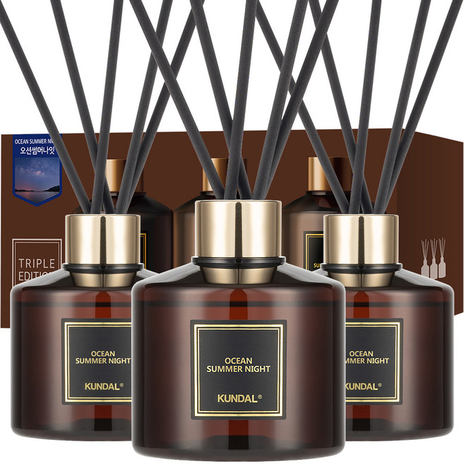 쿤달 퍼퓸 디퓨저 + 섬유스틱 세트, 오션썸머나잇, 200ml, 3개