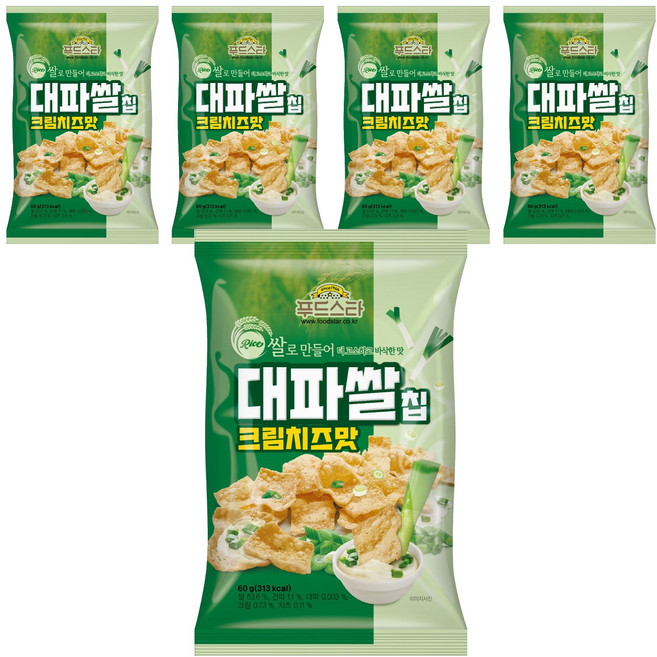 푸드스타 대파쌀칩 크림치즈맛, 60g, 5개