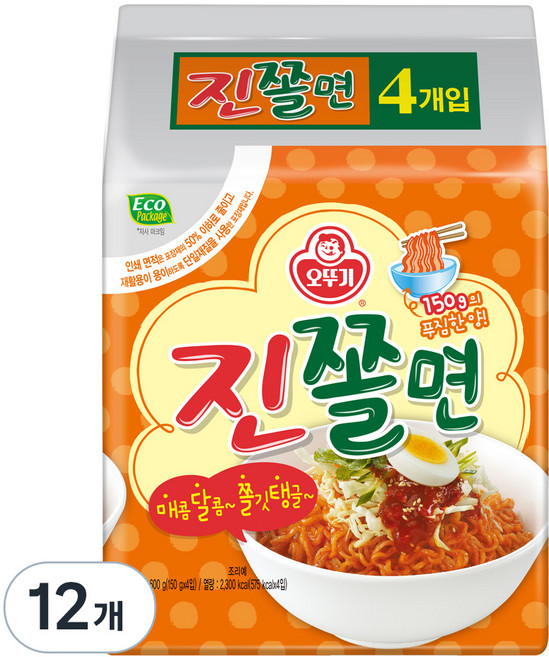 오뚜기 진쫄면, 150g, 12개