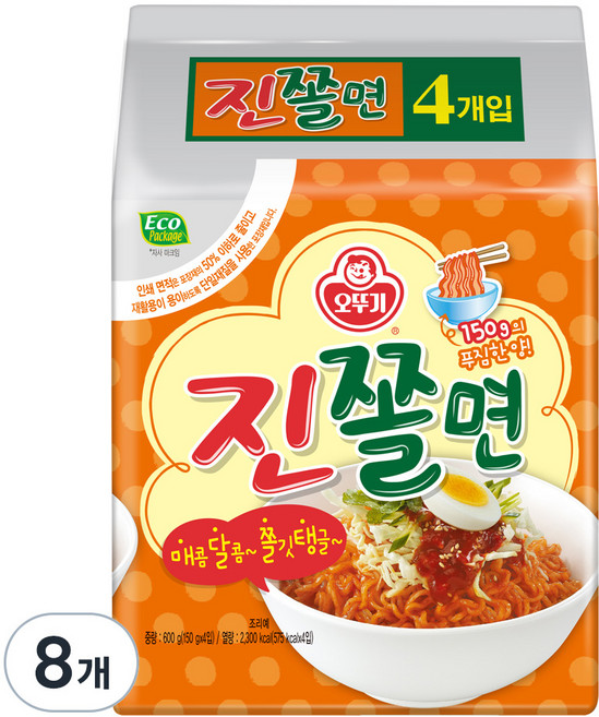 오뚜기 진쫄면, 150g, 8개