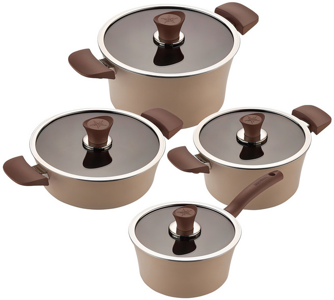 해피콜 인덕션 이든 냄비 세트 4개, 아몬드베이지, 편수 18 cm + 양수 20 cm + 전골 24 cm + 곰솥 24 cm, 1세트