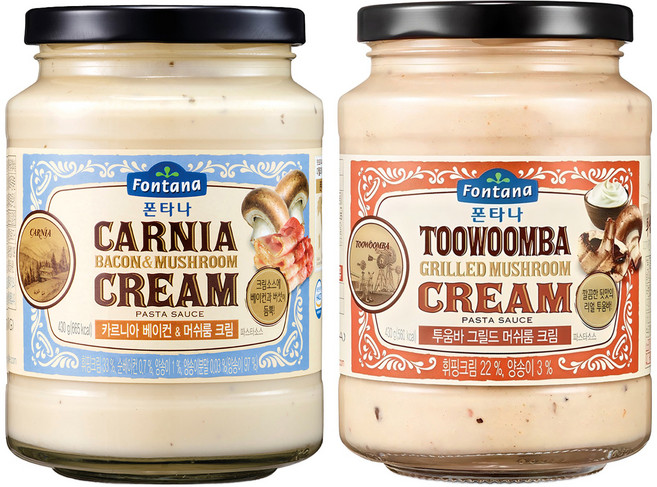 폰타나 카르니아 베이컨 430g + 투움바 그릴드 430g 머쉬룸 크림 파스타 소스, 1세트